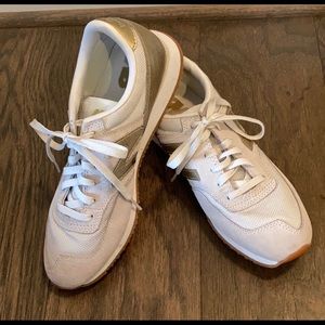 New Balance for J. Crew Classic Sneaker White/Gold Size 8 Style 620 EUC